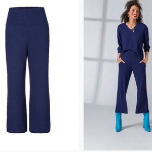 Cabi Cuddle Crop Wide Leg Pull On Pant Style  #4447 Blue Pockets High Rise Sz XL